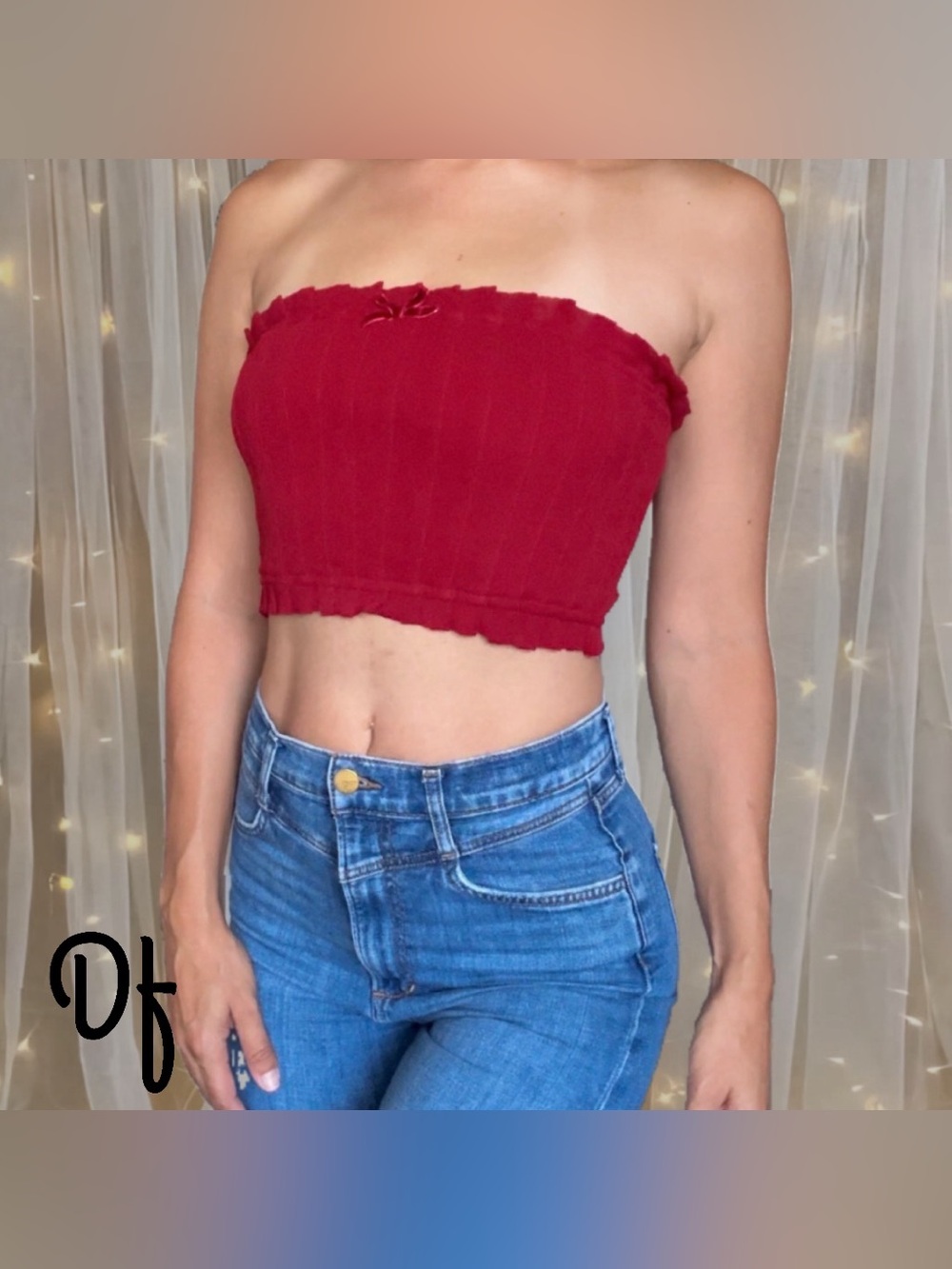 Red Strapless Smocked Tube Top - Classic Women’s Crop Size S